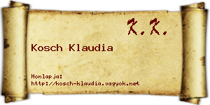 Kosch Klaudia névjegykártya